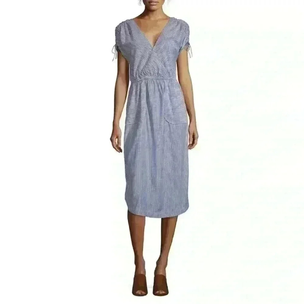 Blue Striped Midi Dress